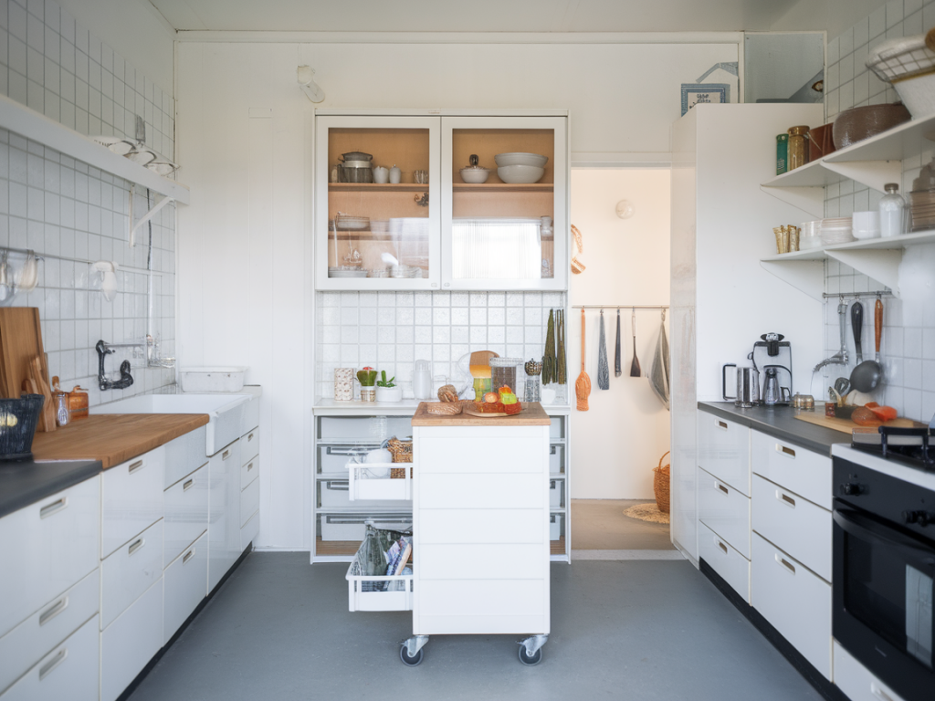 Comment aménager une cuisine en l de 6 m² avec îlot mobile ikea sans perdre en circulation