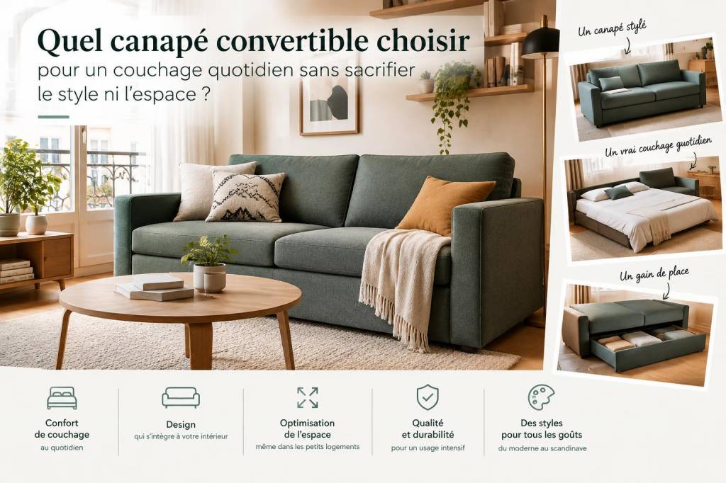 Quel canapé convertible choisir pour un couchage quotidien sans sacrifier le style ni l'espace