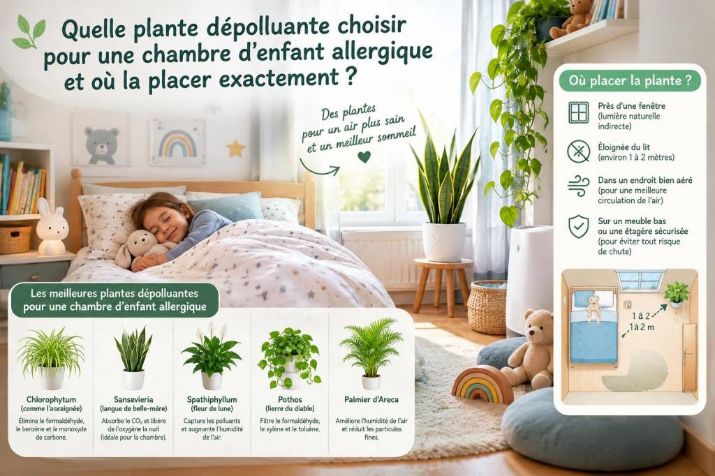 Quelle plante dépolluante choisir pour une chambre d'enfant allergique et où la placer exactement